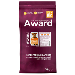 Сухой корм AWARD Urinary для взрослых кошек для профилактики мочекаменной болезни с курицей с добавлением клюквы, цикория и рыбьего жира 10кг Сухой корм AWARD Urinary для взрослых кошек для профилактики мочекаменной болезни с курицей с добавлением клюквы, цикория и рыбьего жира 10кг