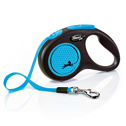 flexi рулетка Neon New S (до 15 кг) лента 5 м, светоотражающая, голубой неон flexi рулетка Neon New S (до 15 кг) лента 5 м, светоотражающая, голубой неон