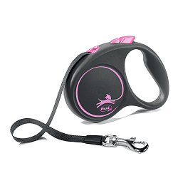 flexi рулетка Black Design S (до 15 кг) 5 м лента черный/розовый flexi рулетка Black Design S (до 15 кг) 5 м лента черный/розовый