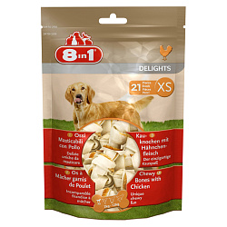 8in1 DELIGHTS XS косточки с куриным мясом для мелких собак 7,5 см 21 шт (пакет) 8in1 DELIGHTS XS косточки с куриным мясом для мелких собак 7,5 см 21 шт (пакет)