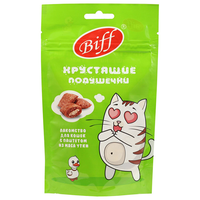 Лакомство TiTBiT Хрустящие подушечки Biff для кошек с паштетом из утки 60 г