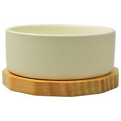 Миска Mr.Kranch Bamboo керамическая белая на бамбуковой подставке 860 мл Миска Mr.Kranch Bamboo керамическая белая на бамбуковой подставке 860 мл