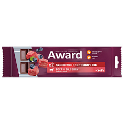 Лакомство для тренировок AWARD для собак и щенков с 3 месяцев с говядиной и черникой 50г Лакомство для тренировок AWARD для собак и щенков с 3 месяцев с говядиной и черникой 50г