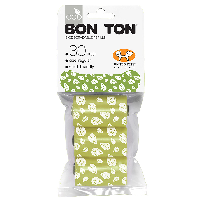 United Pets пакеты "Refill" для набора "BON TON" 3 рулона по 10 пакетов, зеленые СКИДКА 50%