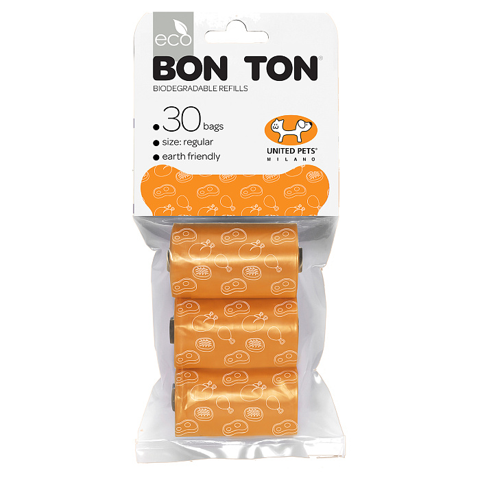 United Pets пакеты "Refill" для набора "BON TON" 3 рулона по 10 пакетов, оранжевые СКИДКА 50%