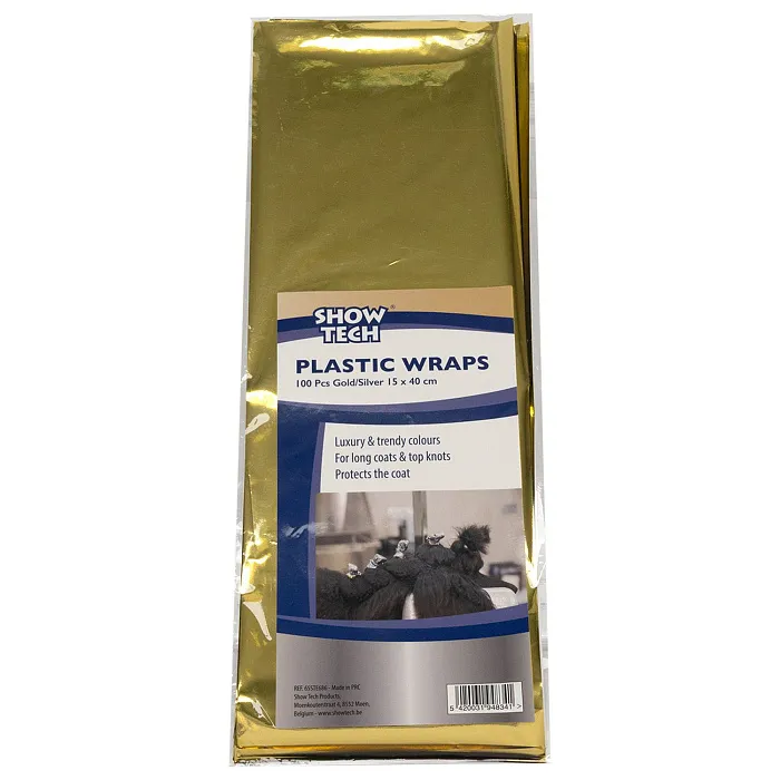 SHOW TECH бумага для папильоток пластиковая 15х40 см золото/серебро 100 шт