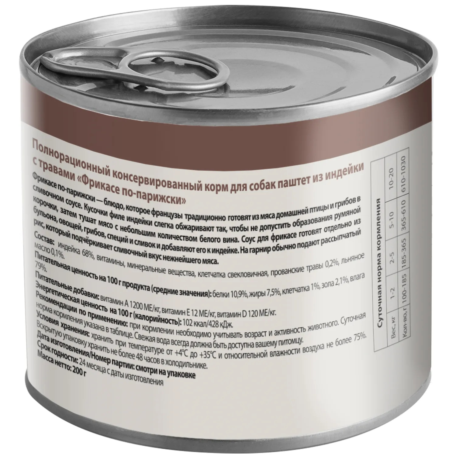 Влажный корм Мнямс Деликатес Паштет из индейки с травами для собак всех пород "Фрикасе по-парижски" 200 г