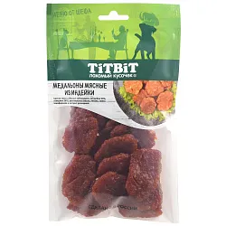 Лакомство TiTBiT Медальоны мясные для собак из индейки Меню от Шефа 80 г Лакомство TiTBiT Медальоны мясные для собак из индейки Меню от Шефа 80 г