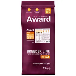 Сухой корм AWARD PFB Urinary для взрослых кошек для профилактики мочекаменной болезни с курицей с добавлением клюквы, цикория и рыбьего жира 15кг
