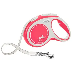 flexi рулетка NEW LINE Comfort M (до 25 кг) лента 5 м серый/красный