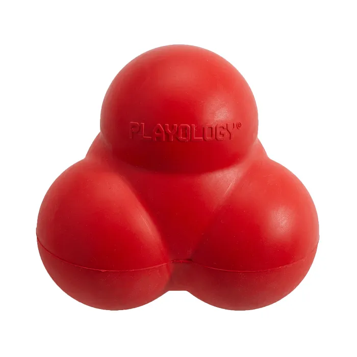 Playology жевательный тройной мяч SQUEAKY BOUNCE BALL для собак средних и крупных пород с пищалкой и с ароматом говядины, цвет красный СКИДКА 50%