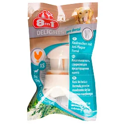 8in1 DENTAL DELIGHTS XS косточка с куриным мясом для мелких собак с минералами 8in1 DENTAL DELIGHTS XS косточка с куриным мясом для мелких собак с минералами