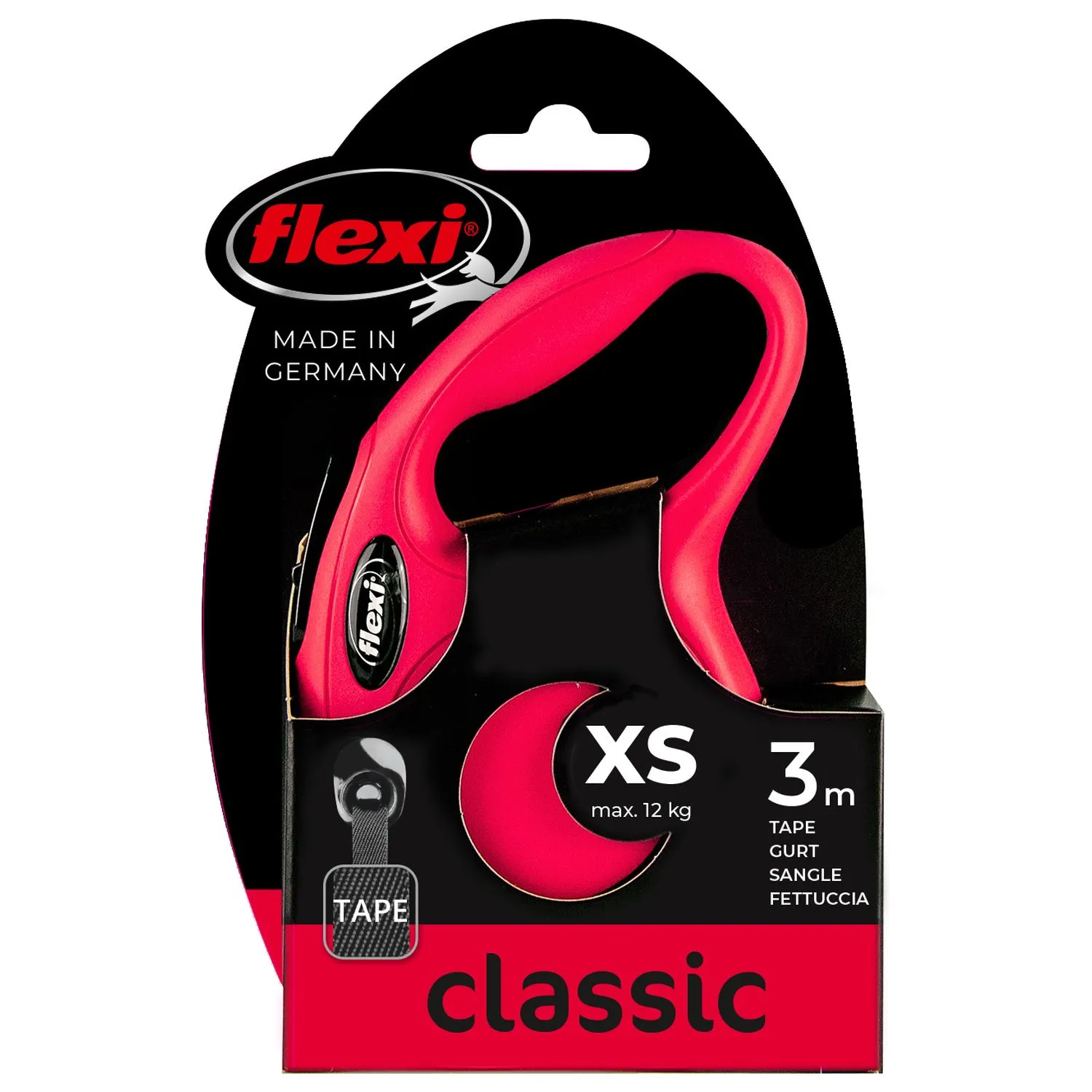 flexi рулетка New Classic XS (до 12 кг) 3 м лента красная