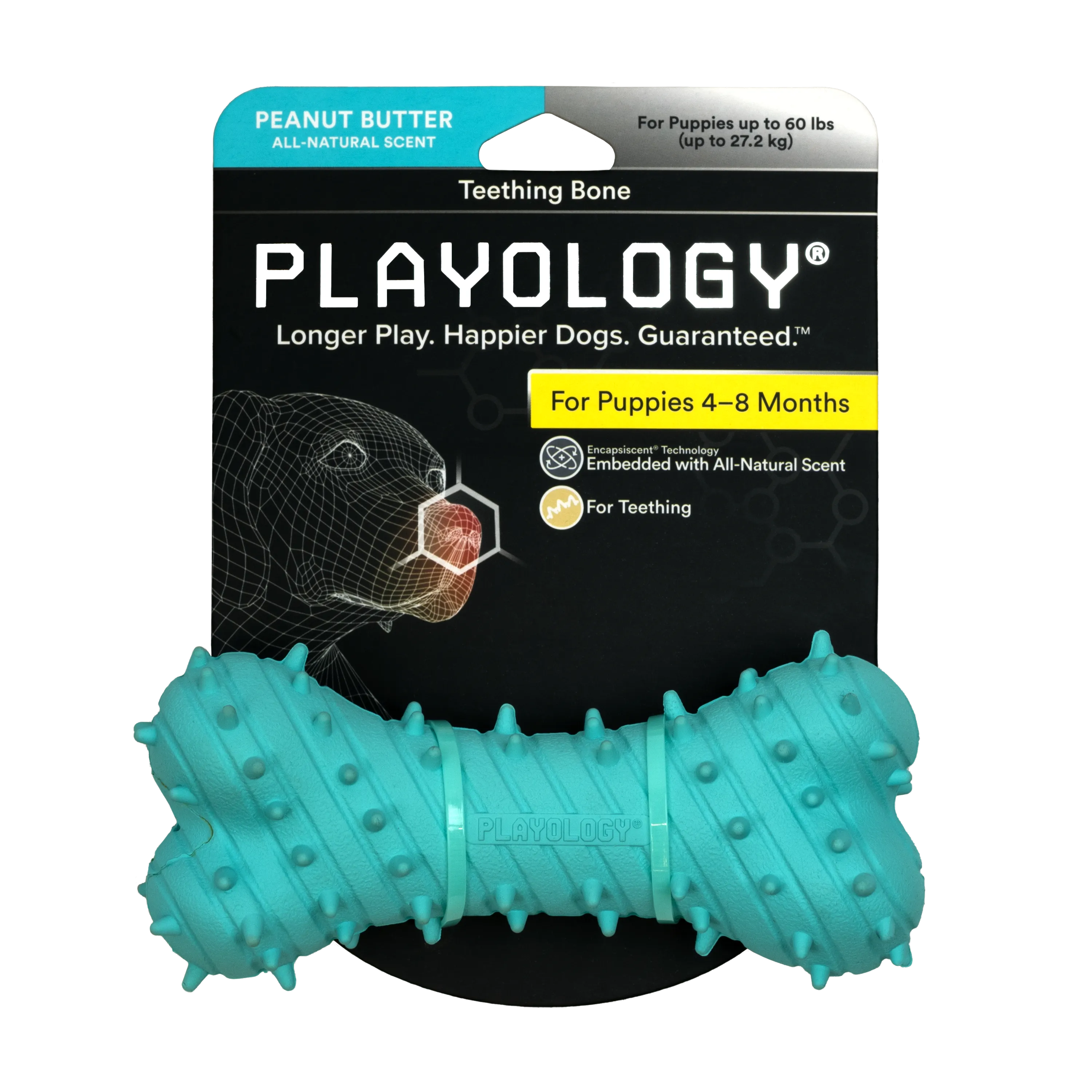 Playology дентальная жевательная косточка PUPPY TEETHING BONE для щенков 4-8 месяцев с ароматом арахиса, цвет голубой СКИДКА 50%