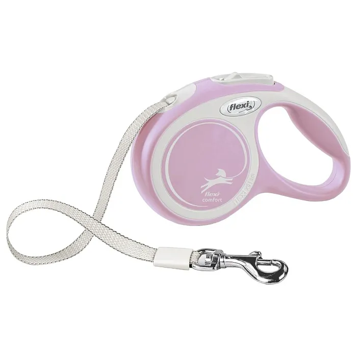 flexi рулетка NEW LINE Comfort XS (до 12 кг) лента 3 м серый/розовый