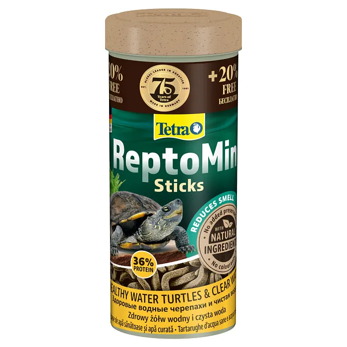 Tetra ReptoMin корм в виде палочек для водных черепах 250+ 50 мл в подарок