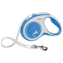 flexi рулетка NEW LINE Comfort S (до 15 кг) лента 5 м серый/синий