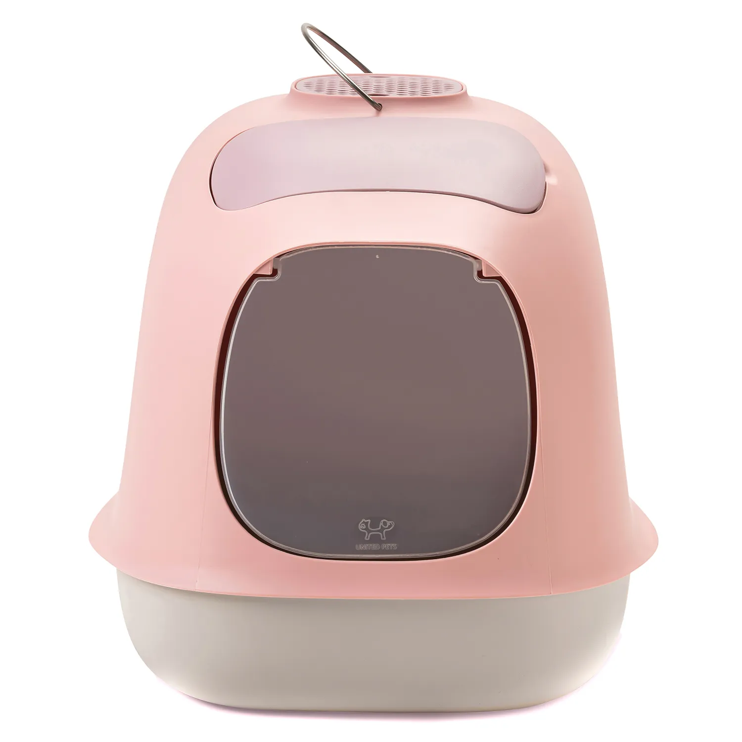United Pets био-туалет "Minù" в комплекте с совочком, пакетами для уборки и угольным фильтром 40х40х50 см, розовый/серый СКИДКА 50%