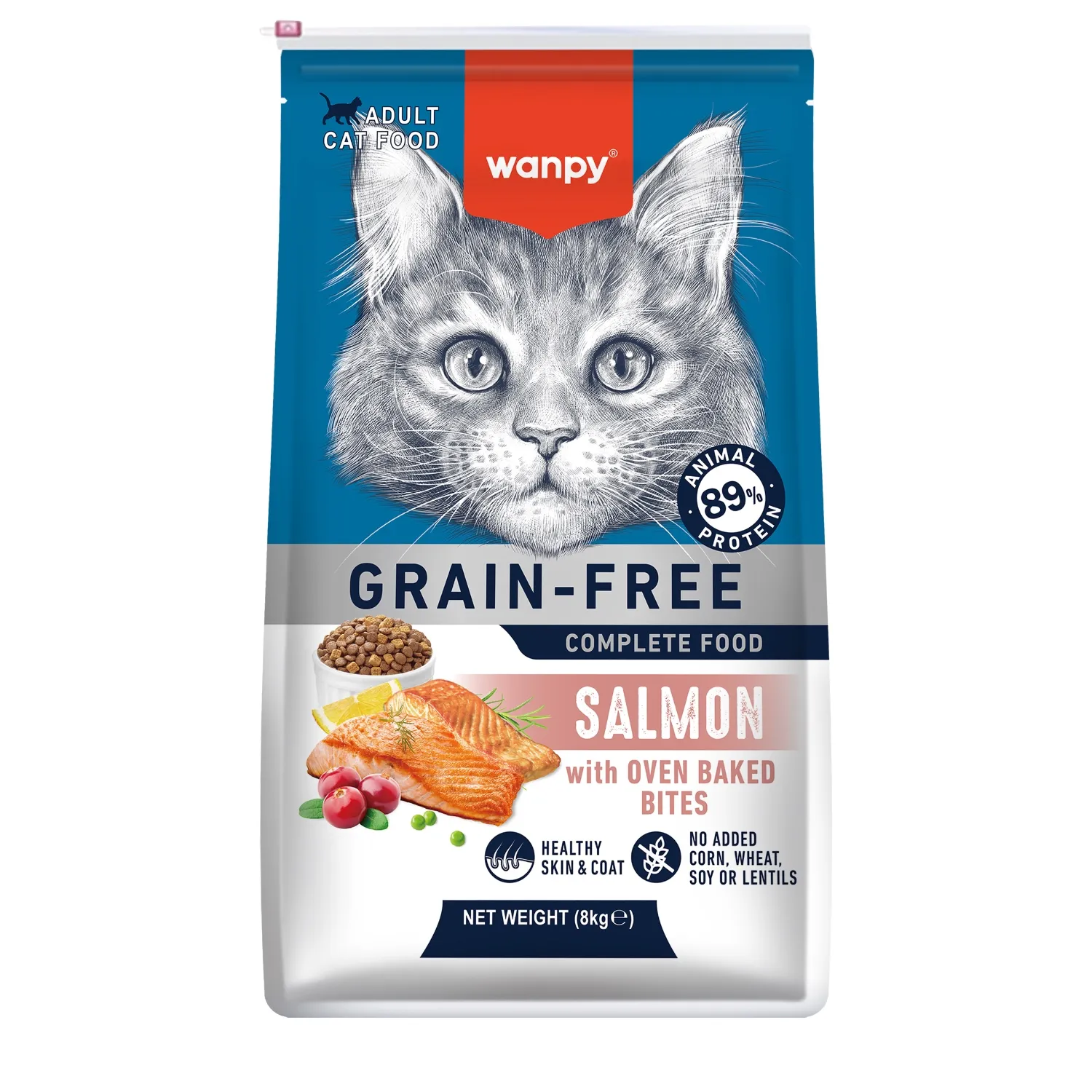 Сухой корм Wanpy Cat беззерновой с лососем для взрослых кошек 8 кг