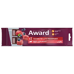 Лакомство для тренировок AWARD для собак и щенков с 3 месяцев с говядиной и черникой 50г Лакомство для тренировок AWARD для собак и щенков с 3 месяцев с говядиной и черникой 50г