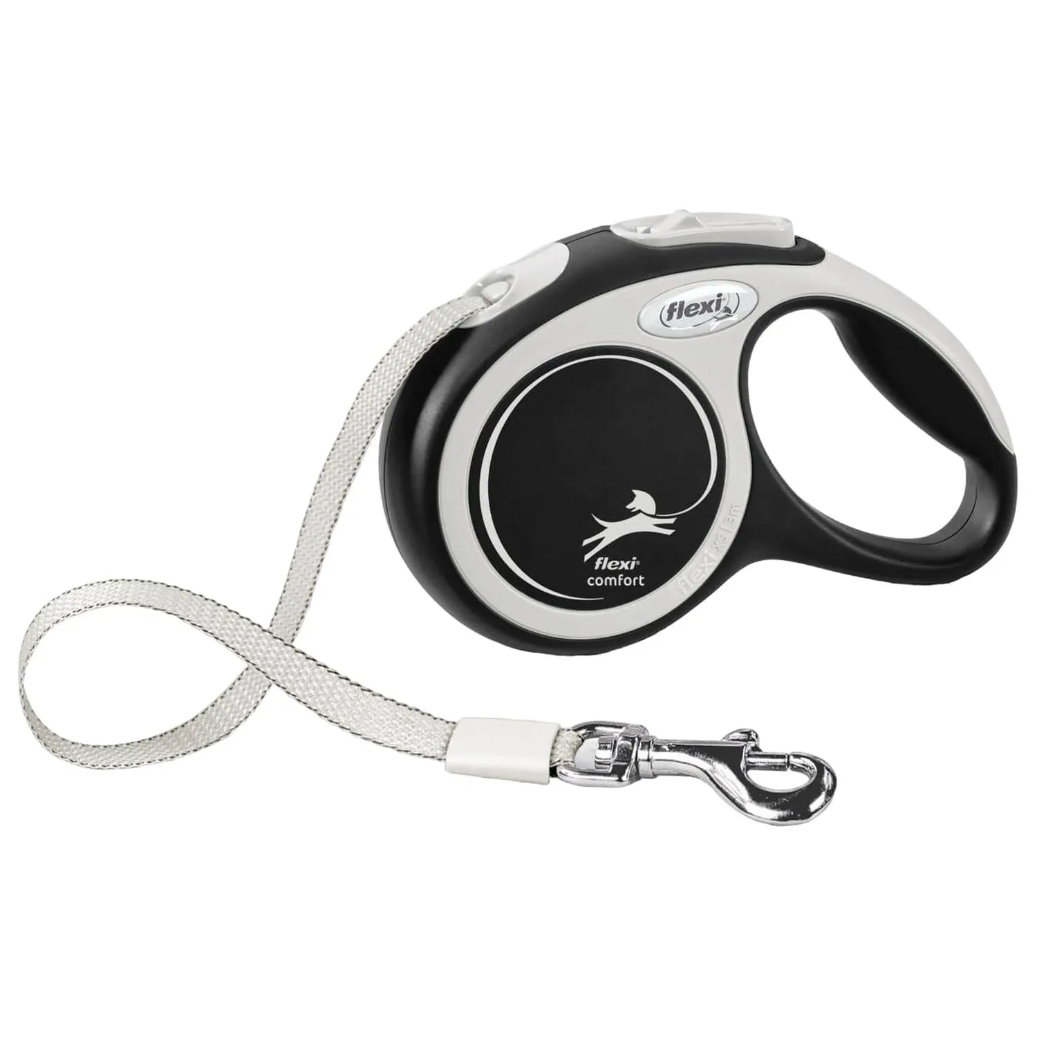 flexi рулетка NEW LINE Comfort XS (до 12 кг) лента 3 м серый/черный