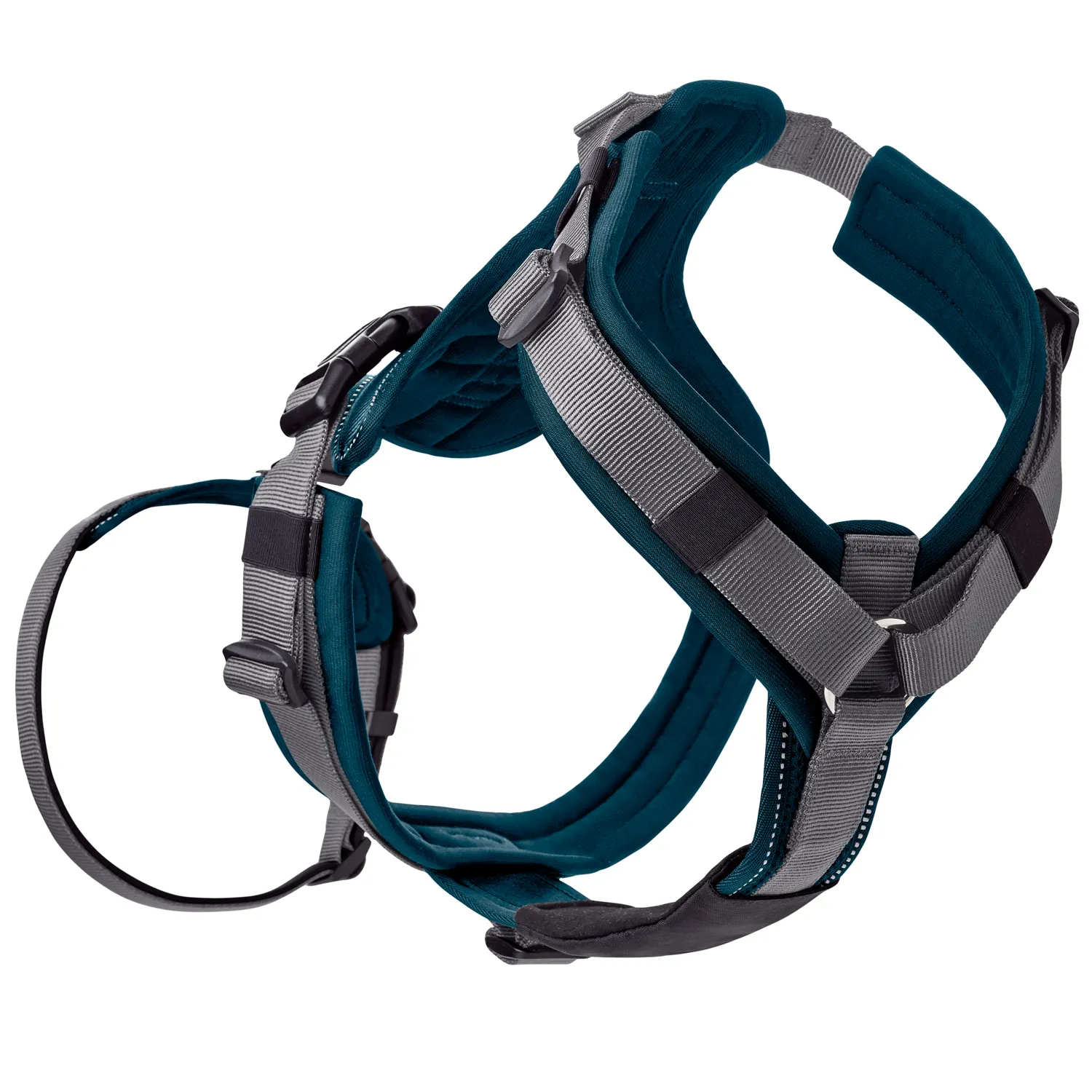 Hunter шлейка для собак Safety Maldon M-L (57-98 / 60-91 / 2,5 см) с ручкой, нейлон, сине-зеленый/серый СКИДКА 50%