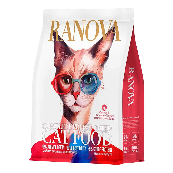 Полнорационный сухой (сублимированный) корм Ranova для кошек с курицей, 200 г