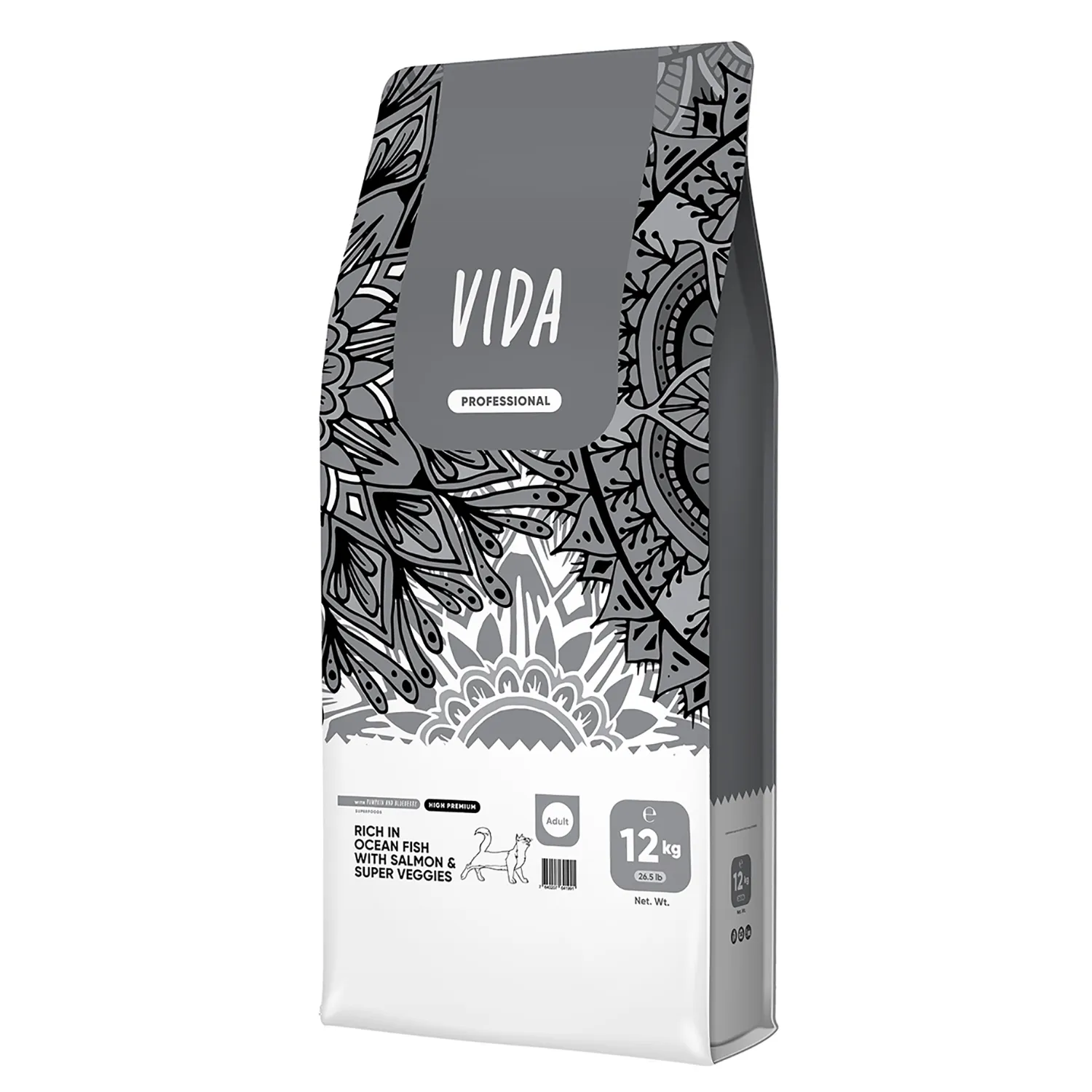Сухой корм VIDA PROFESSIONAL HIGH PREMIUM для взрослых кошек с лососем и овощами 12 кг