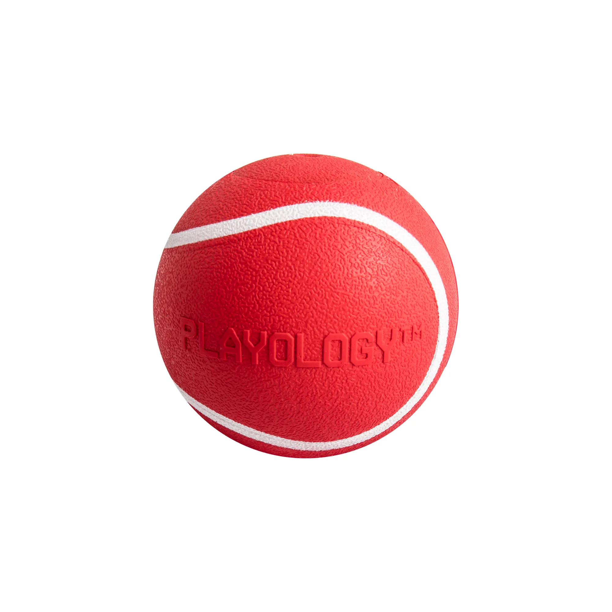Playology жевательный мяч SQUEAKY CHEW BALL 8 см для собак средних и крупных пород с пищалкой и с ароматом говядины, цвет красный СКИДКА 50%