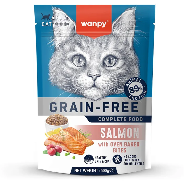 Сухой корм Wanpy Cat беззерновой с лососем для взрослых кошек 500 г