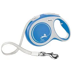 flexi рулетка NEW LINE Comfort L (до 60 кг) лента 5 м серый/синий