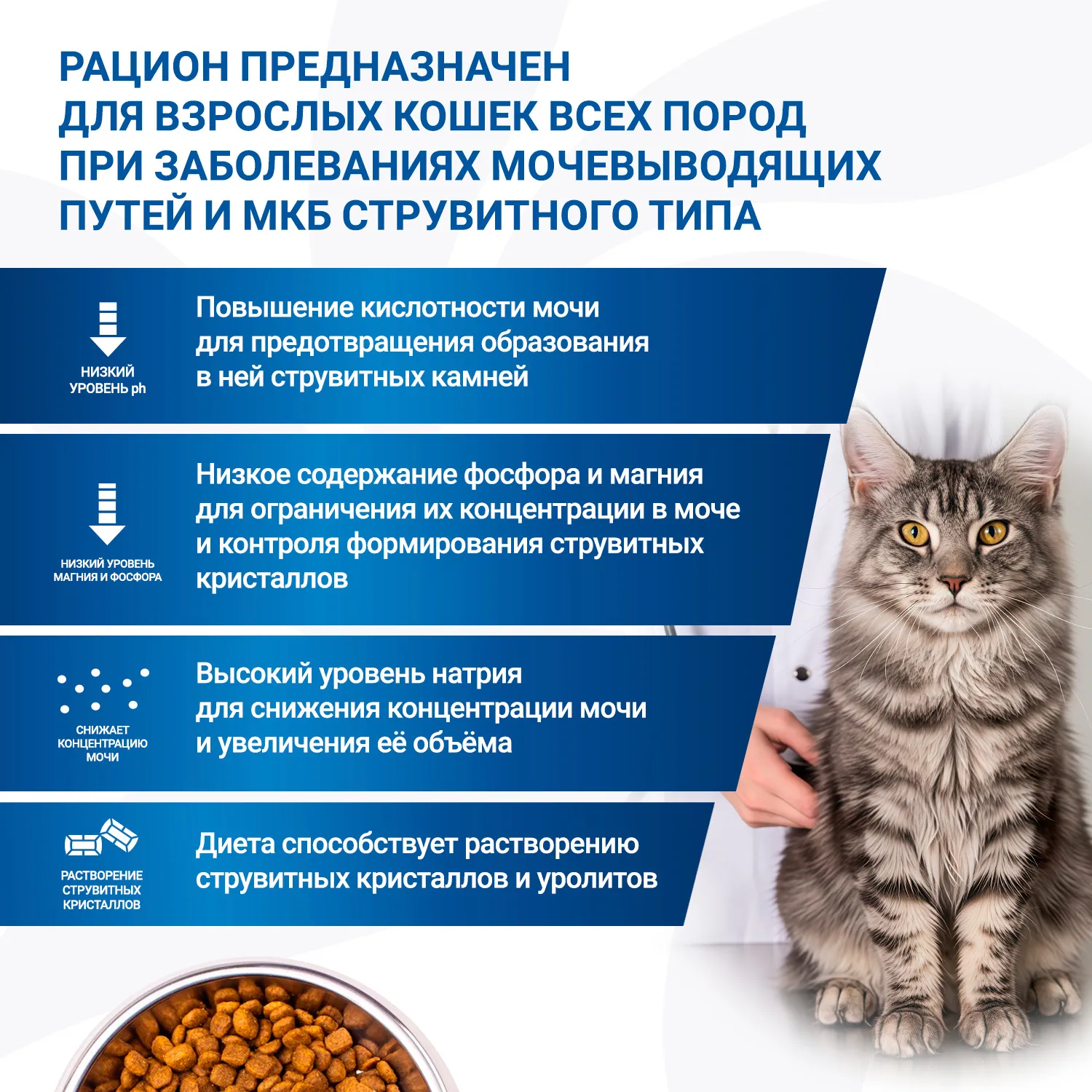 Диетический корм Monge VetSolution Cat Urinary Struvite Уринари Струвит при заболеваниях мочеполовой системы и струвитном течении МКБ 1,5 кг