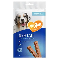 Лакомство Мнямс ДЕНТАЛ для собак "Зубные косточки" с говядиной 70г Лакомство Мнямс ДЕНТАЛ для собак "Зубные косточки" с говядиной 70г