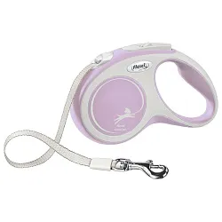 flexi рулетка NEW LINE Comfort S (до 15 кг) лента 5 м серый/розовый