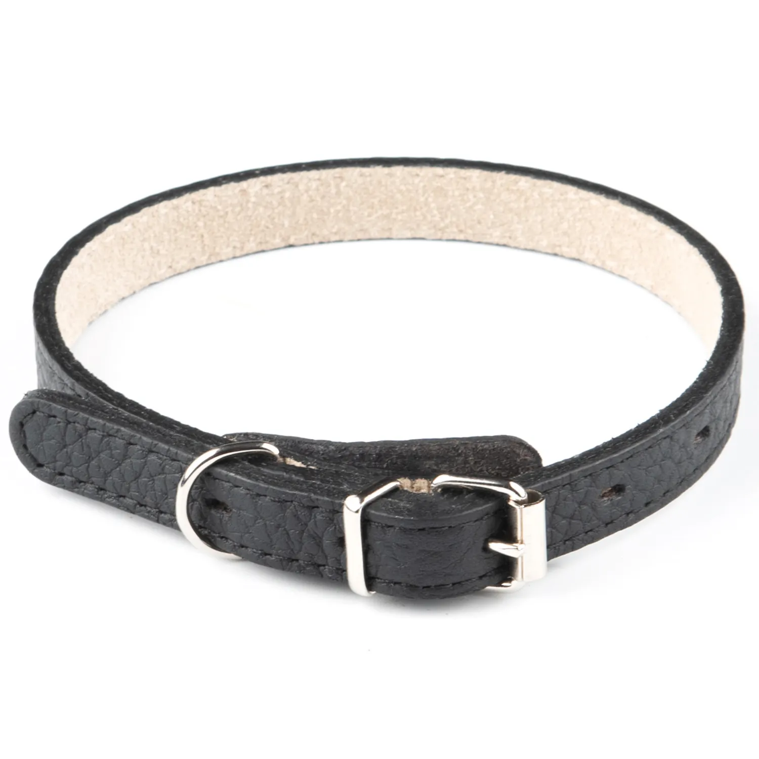 Ошейник Mr.Kranch для собак из натуральной кожи прямой 48-60см чёрный СКИДКА 50%