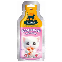 Лакомство TiTBiT для кошек Коктейль морской 15 г Лакомство TiTBiT для кошек Коктейль морской 15 г
