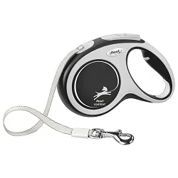 flexi рулетка NEW LINE Comfort M (до 25 кг) лента 5 м серый/черный