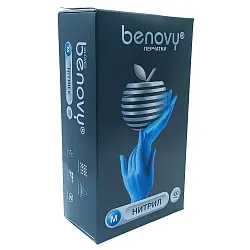 BENOVY Nitrile Chlorinated, перчатки нитриловые, ГОЛУБЫЕ, M, 100 пар/уп BENOVY Nitrile Chlorinated, перчатки нитриловые, ГОЛУБЫЕ, M, 100 пар/уп