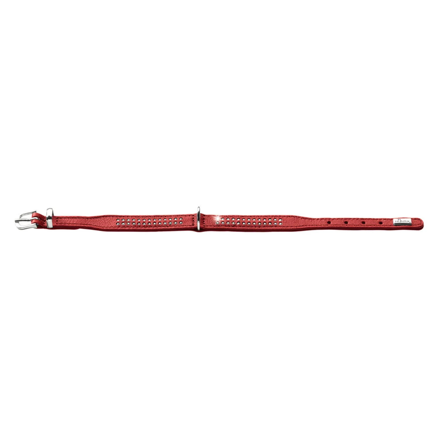Hunter ошейник для собак Diamond Elk Petit 24 (17-21 см) кожа, 2 ряда страз красный чили СКИДКА 50%