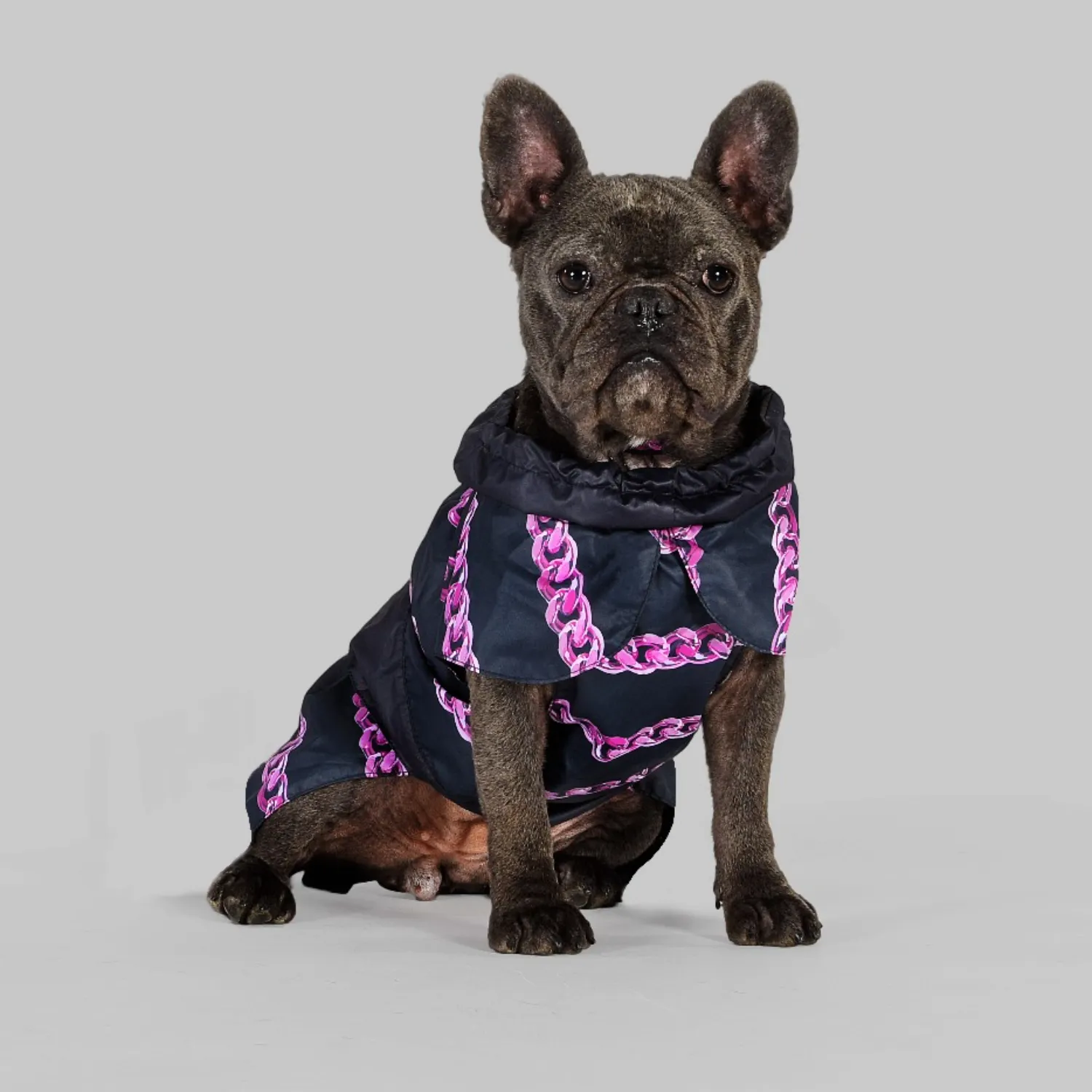 Дождевик United Pets для собак Easy 40, черный с розовым рисунком СКИДКА 40%