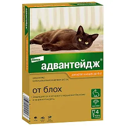 Bayer Адвантейдж 40 К для кошек до 4 кг от блох (4 пипетки х 0,4 мл)