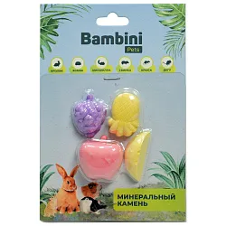 Минеральный камень Bambini Pets для грызунов "Фрукты". Количество 4 шт Минеральный камень Bambini Pets для грызунов "Фрукты". Количество 4 шт