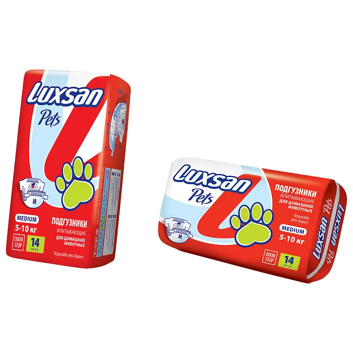 Подгузники LUXSAN Premium для животных M 5-10 кг, 14 шт