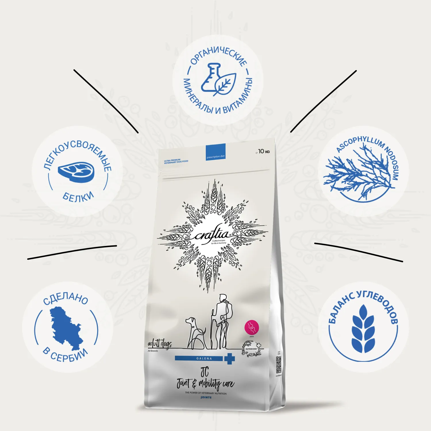 Ветеринарная диета CRAFTIA GALENA DOG JOINT & MOBILITY CARE Джоинт энд Мобилити для собак при заболевании суставов 10 кг