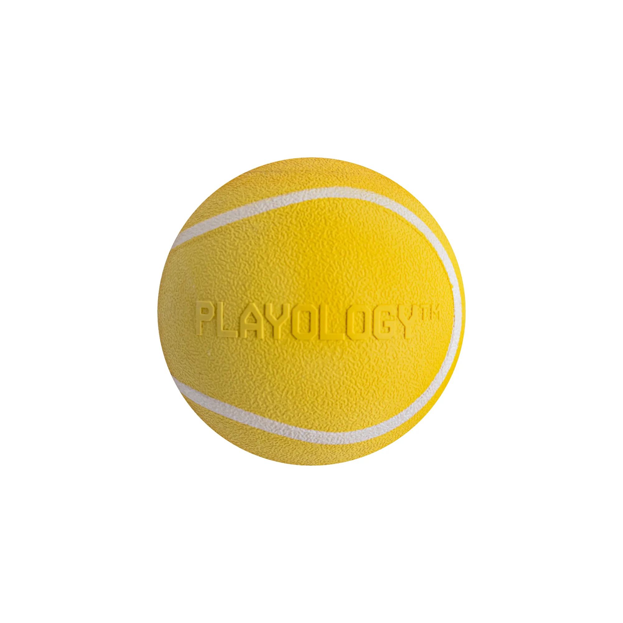 Playology  жевательный мяч SQUEAKY CHEW BALL 6 см для собак мелких и средних пород с пищалкой и с ароматом курицы, цвет желтый СКИДКА 50%