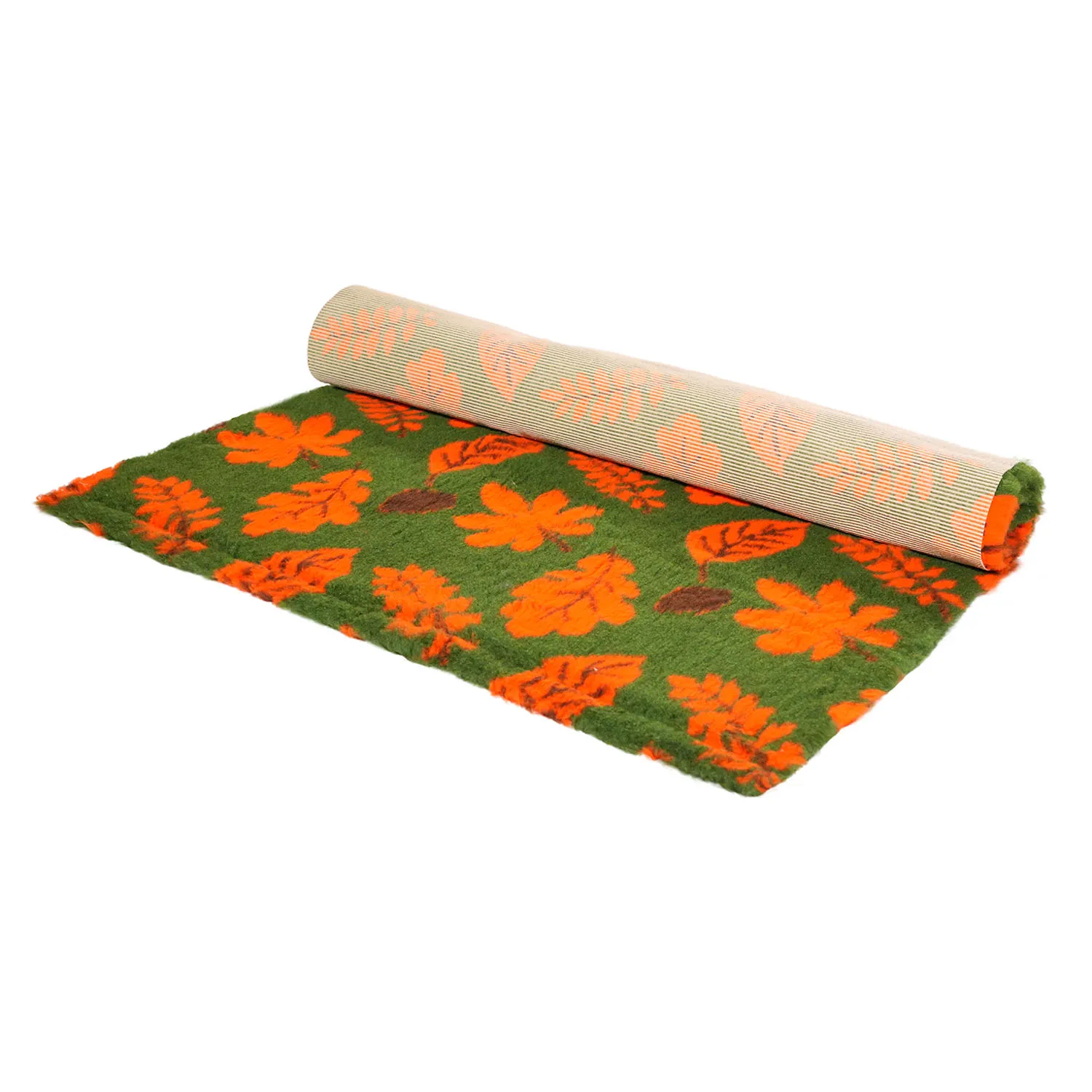 Коврик меховой ProFleece Листочки 1х1,6м зелёный/оранжевый/шоколадный