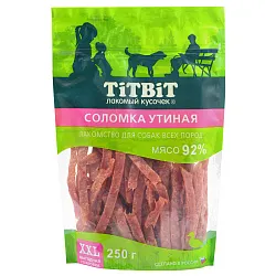 Лакомство TiTBiT Соломка утиная для собак всех пород 250 г - XXL выгодная упаковка Лакомство TiTBiT Соломка утиная для собак всех пород 250 г - XXL выгодная упаковка