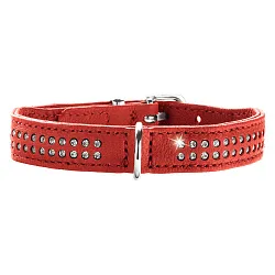 Hunter ошейник для собак Diamond Elk Petit 24 (17-21 см) кожа, 2 ряда страз красный чили СКИДКА 50%