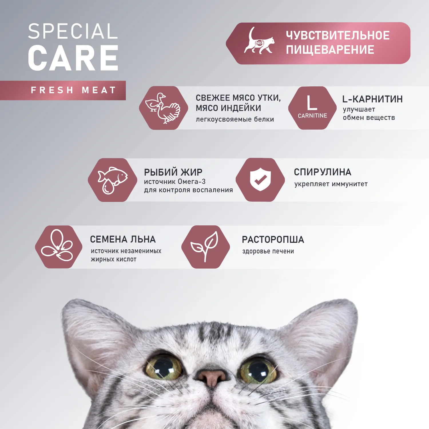 Сухой корм AWARD SPECIAL CARE Sensitive Digestion для взрослых кошек с чувствительным пищеварением со свежим мясом утки 1,5кг