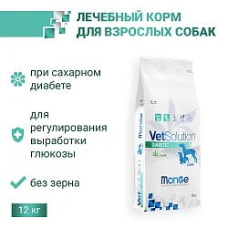 Ветеринарная диета Monge VetSolution Dog Diabetic Диабетик для собак при сахарном диабете 12 кг